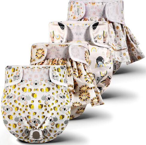 XPCARE Washable Female Dog Diapers, 4 Packs Reusable Doggie Diapers Absorbent Dog Diapers Female Leak-Proof Puppy Diapers Female Dogs for Heat Incontinence and Puppy Training (Small) in Kuwait