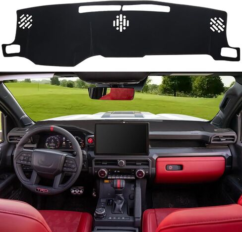 Dash Cover Mat for Toyota Tacoma Accessories 2024 2025 Dashboard Mat, Center Console Cover Sunshield Protector Pad, Dashboard Decorative Interior, UV Rays Protector Mat (Red Trim) in Kuwait
