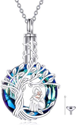 TOUPOP Cat Cremation Jewelry for Ashes Sterling Silver Cat Moon Urn Necklace that Hold Human Pet Ashes Memorial Keepsake Jewelry Gifts for Women Girls in Kuwait