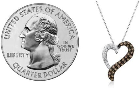 LE VIAN 1/3 Carat Diamond Asymmetrical Two Tone Heart Pendant Necklace for Women in 14k White Gold (Fancy Brown/H-I, VS2-SI2, cttw) on 18 Inch Chain with Lobster Claw Clasp Open Heart Pendant in Saudi Arabia