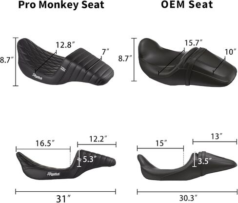 Advanblack Harley Touring Professional Monkey Extended Reach Tall Boy Seat - Fit for 2009-2023 Harley Touring (Pro-Monkey Seat) (Black Stitching) in Saudi Arabia