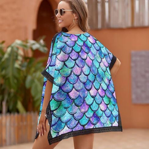Women's Swimsuit Coverups Bikini Beach Swimwear Cover Up V-neck Bathing Suit Cover Up Top Tunic in Kuwait