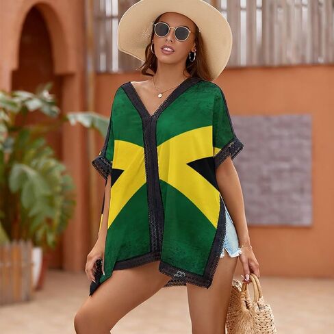 Women's Swimsuit Coverups Bikini Beach Swimwear Cover Up V-neck Bathing Suit Cover Up Top Tunic in Kuwait