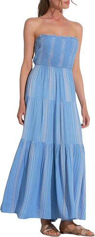 ELAN Women's Strapless Tie-Back Smocked Bodice Cover-Up Maxi Dress in Saudi Arabia