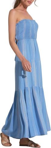 ELAN Women's Strapless Tie-Back Smocked Bodice Cover-Up Maxi Dress in Saudi Arabia