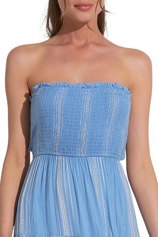 ELAN Women's Strapless Tie-Back Smocked Bodice Cover-Up Maxi Dress in Saudi Arabia