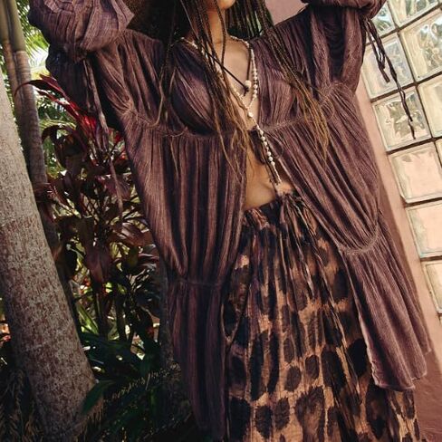 Summer Beach Cover Up Ruched Bell Sleeve Tops Women Bow Tie Front V Neck Shirt in Saudi Arabia