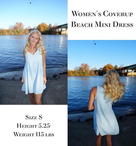 AI'MAGE Women's Swimsuit Coverup Sleeveless Beachwear Summer Casual Bathing Suit V Neck Bikini Coverups Mini Dress S-XXL in Saudi Arabia