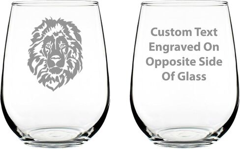 Lion Stemless Wine Glass - Fun Safari Themed Decor and Gifts for Lovers of African Wild Animals - Large 17 Oz Glasses in Saudi Arabia