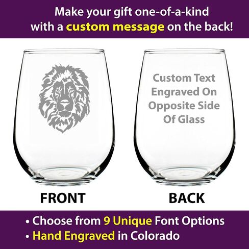 Lion Stemless Wine Glass - Fun Safari Themed Decor and Gifts for Lovers of African Wild Animals - Large 17 Oz Glasses in Saudi Arabia