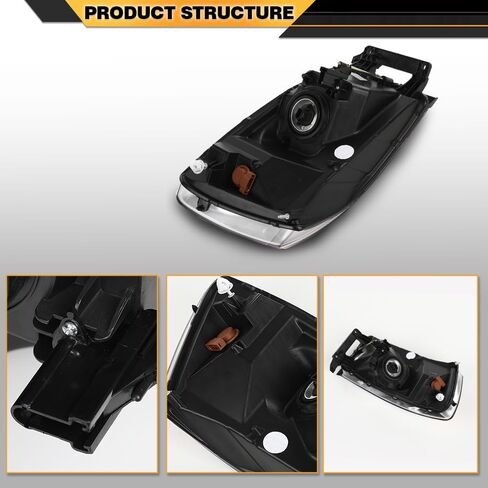 Headlights Assembly w/Bulbs Light Bar Left and Right Side Compatible with Dodge Ram 1500 2006-2008/Fit Dodge Ram 2500 3500 2006-2009 Clear Lens Chrome Housing Amber Reflector in Saudi Arabia