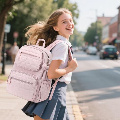 Bluboon Backpack for Girls Kids School Backpacks Bow Quilted Bookbag Multiple Pockets Lightweight 15.6 Laptop Backpack for Elementary Primary Middle School in Saudi Arabia