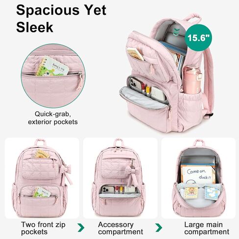 Bluboon Backpack for Girls Kids School Backpacks Bow Quilted Bookbag Multiple Pockets Lightweight 15.6 Laptop Backpack for Elementary Primary Middle School in Saudi Arabia