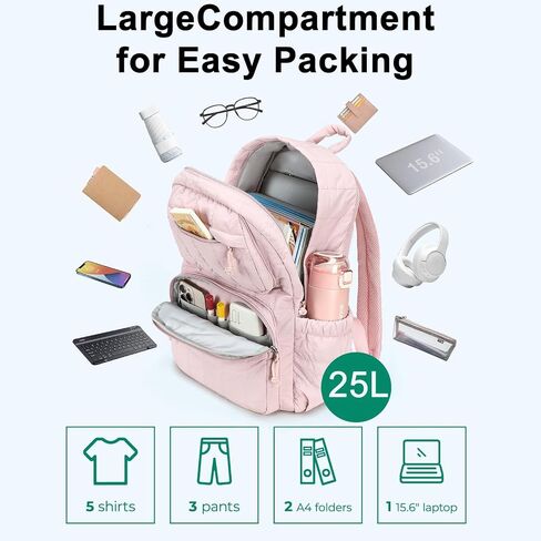 Bluboon Backpack for Girls Kids School Backpacks Bow Quilted Bookbag Multiple Pockets Lightweight 15.6 Laptop Backpack for Elementary Primary Middle School in Saudi Arabia
