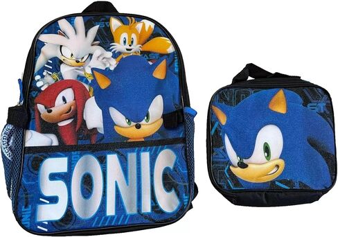 AI ACCESSORY INNOVATIONS Sonic the Hedgehog Backpack and Lunch Bag Set – 2-Piece School Set for Kids – Durable Backpack with Insulated Detachable Lunch Box – Sonic Character Design for Boys & Girls in Saudi Arabia