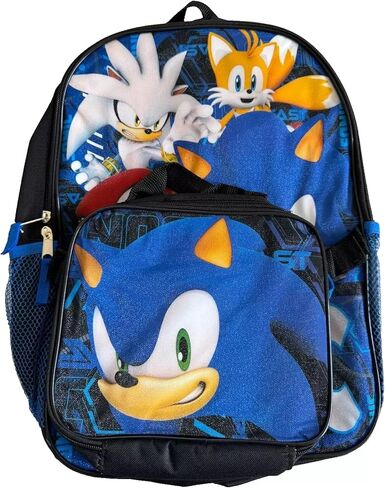 AI ACCESSORY INNOVATIONS Sonic the Hedgehog Backpack and Lunch Bag Set – 2-Piece School Set for Kids – Durable Backpack with Insulated Detachable Lunch Box – Sonic Character Design for Boys & Girls in Saudi Arabia