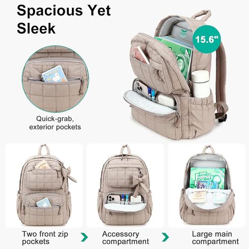 Bluboon Backpack for Girls Kids School Backpacks Bow Quilted Bookbag Multiple Pockets Lightweight 15.6 Laptop Backpack for Elementary Primary Middle School in Saudi Arabia