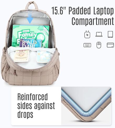 Bluboon Backpack for Girls Kids School Backpacks Bow Quilted Bookbag Multiple Pockets Lightweight 15.6 Laptop Backpack for Elementary Primary Middle School in Saudi Arabia