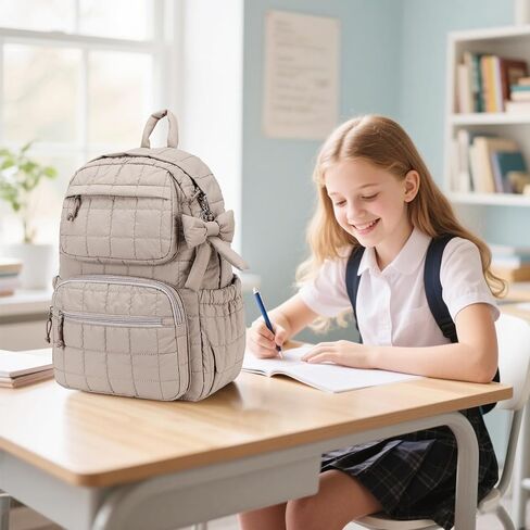 Bluboon Backpack for Girls Kids School Backpacks Bow Quilted Bookbag Multiple Pockets Lightweight 15.6 Laptop Backpack for Elementary Primary Middle School in Saudi Arabia
