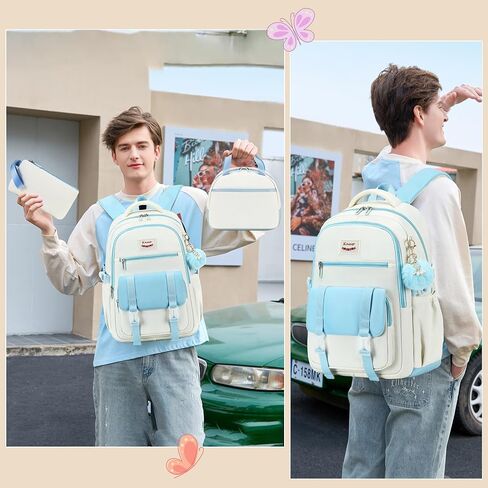 Backpacks for Girls,Laptop Bags for Women Men,3pcs Backpack with Lunch Bag Pencil Pouch Case for Teens Girl Kids Bookbag Elementary Middle School College Back Packs Student Daypack Pink Set in Saudi Arabia