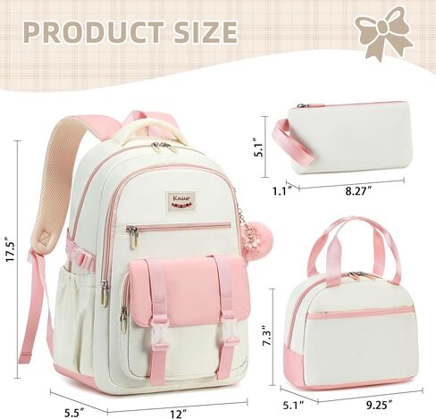 Backpacks for Girls,Laptop Bags for Women Men,3pcs Backpack with Lunch Bag Pencil Pouch Case for Teens Girl Kids Bookbag Elementary Middle School College Back Packs Student Daypack Pink Set in Saudi Arabia