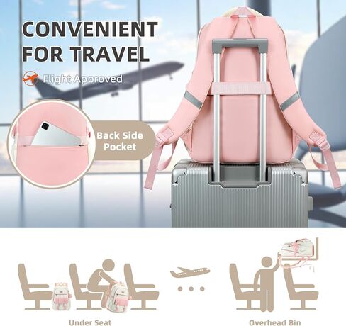 Backpacks for Girls,Laptop Bags for Women Men,3pcs Backpack with Lunch Bag Pencil Pouch Case for Teens Girl Kids Bookbag Elementary Middle School College Back Packs Student Daypack Pink Set in Saudi Arabia