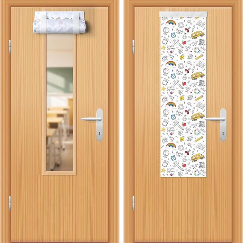 R HORSE Classroom Door Window Curtains - 2Pcs Back to School Door Covers for Class with Hook and Loop, Darkening Blackout Roller Shades Window Covering for Classroom School Office Nursery Decor in Saudi Arabia