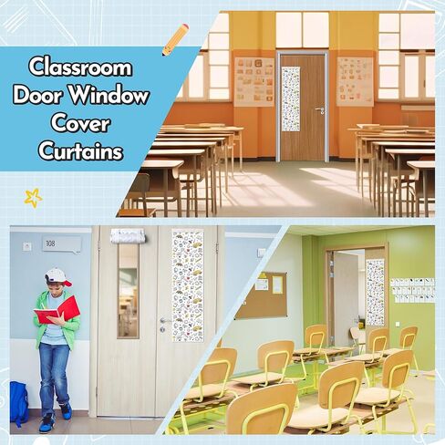 R HORSE Classroom Door Window Curtains - 2Pcs Back to School Door Covers for Class with Hook and Loop, Darkening Blackout Roller Shades Window Covering for Classroom School Office Nursery Decor in Saudi Arabia