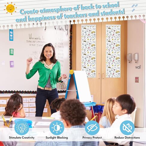 R HORSE Classroom Door Window Curtains - 2Pcs Back to School Door Covers for Class with Hook and Loop, Darkening Blackout Roller Shades Window Covering for Classroom School Office Nursery Decor in Saudi Arabia