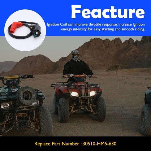 Coil Coil Spark Place متوافق مع Honda Trx250ex Recon 250 TRX250TE TRX250TM TRX250X FORTRAX 300 TRX300FW TRX300 1988 1989 1990 1991 1992 1993 1994 1995-2018 استبدال # 30510-HM5-630 in Kuwait