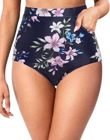 Tempt Me Women's High Waisted Bikini Bottom - Full Coverage Swimsuit Tummy Control Bathing Suit Swim Bottom with Pockets 2025 in Saudi Arabia