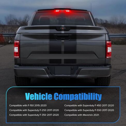 Smoke Lens LED 3rd Brake Light Compatible with F150 2015-2024 F250 F350 F450 F550 2017-2024 for Maverick 2021-2025 for Ranger 2019-2024 Third Brake Cargo Light in Kuwait