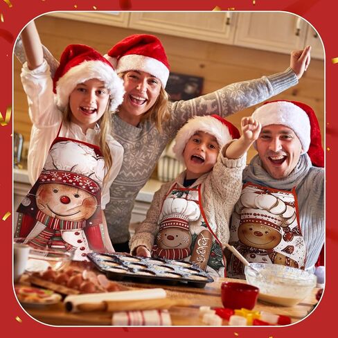 Vabean 4 Pcs Christmas Elf Santa Snowman Apron Adjustable Kitchen Cooking Aprons BBQ Bib Funny Chef Apron for Women Xmas in Kuwait