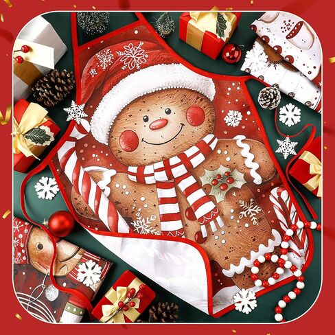Vabean 4 Pcs Christmas Elf Santa Snowman Apron Adjustable Kitchen Cooking Aprons BBQ Bib Funny Chef Apron for Women Xmas in Kuwait