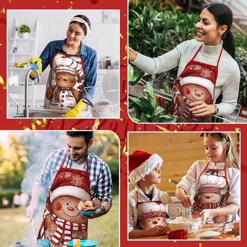 Vabean 4 Pcs Christmas Elf Santa Snowman Apron Adjustable Kitchen Cooking Aprons BBQ Bib Funny Chef Apron for Women Xmas in Kuwait