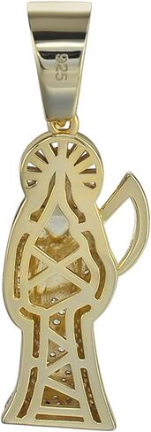14k Gold Finish Over 925 Italy Iced Santa Muerte Charm Ice Out Pendant, Men's Jewelry, Gold Death Reaper, Christian Religious Charm for Men Women in Saudi Arabia
