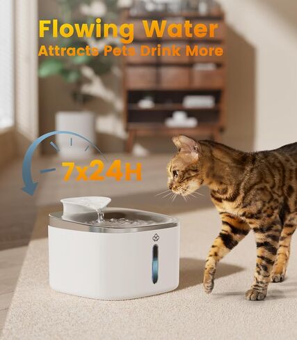 oneisall Stainless Steel Cat Water Fountain, 3.5L/118fl oz Automatic Pet Drinking Fountains for Cats Indoor, Quiet Running Cat Waterer Fountains in Saudi Arabia