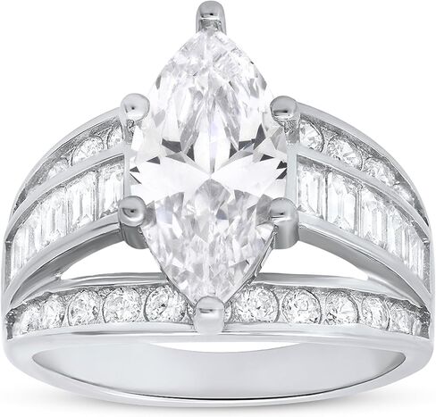 Rings for Women Sterling Silver Cubic Zirconia Ring | Engagement Ring, Wedding Rings for Women | 14k Gold Rings & Wedding Bands for Women | 925 Sterling Silver Moissanite Rings for Women in Saudi Arabia