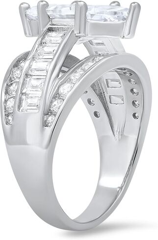 Rings for Women Sterling Silver Cubic Zirconia Ring | Engagement Ring, Wedding Rings for Women | 14k Gold Rings & Wedding Bands for Women | 925 Sterling Silver Moissanite Rings for Women in Saudi Arabia