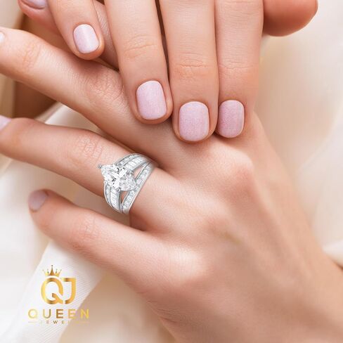 Rings for Women Sterling Silver Cubic Zirconia Ring | Engagement Ring, Wedding Rings for Women | 14k Gold Rings & Wedding Bands for Women | 925 Sterling Silver Moissanite Rings for Women in Saudi Arabia