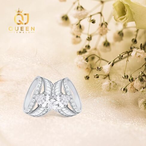 Rings for Women Sterling Silver Cubic Zirconia Ring | Engagement Ring, Wedding Rings for Women | 14k Gold Rings & Wedding Bands for Women | 925 Sterling Silver Moissanite Rings for Women in Saudi Arabia