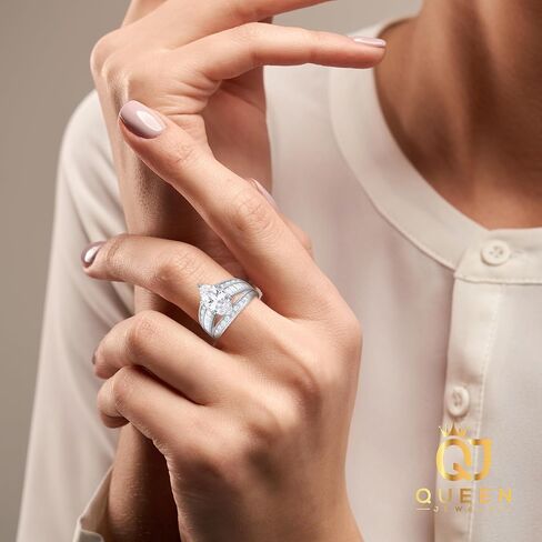 Rings for Women Sterling Silver Cubic Zirconia Ring | Engagement Ring, Wedding Rings for Women | 14k Gold Rings & Wedding Bands for Women | 925 Sterling Silver Moissanite Rings for Women in Saudi Arabia