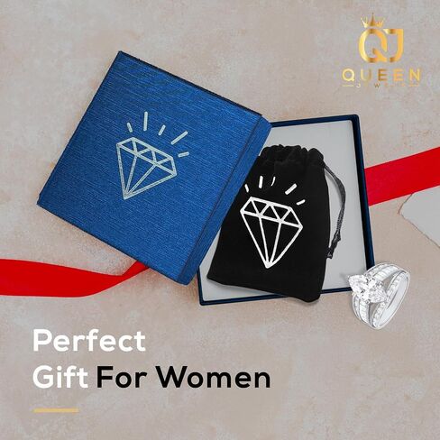 Rings for Women Sterling Silver Cubic Zirconia Ring | Engagement Ring, Wedding Rings for Women | 14k Gold Rings & Wedding Bands for Women | 925 Sterling Silver Moissanite Rings for Women in Saudi Arabia