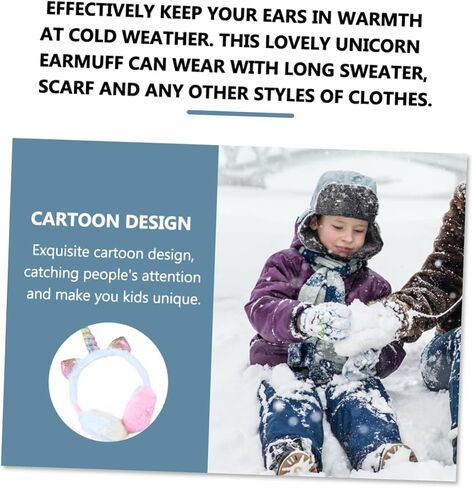 SAFIGLE Unicorn Earmuffs Winter Ear Muff Plush Ear Warmer Winter Ear Cover Kids Warm Earmuff Unicorn Ear Warmer in Saudi Arabia