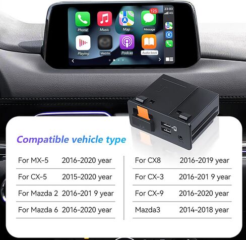 مجموعة ترقية Mazda Carplay & Android Auto المتوافقة ، متوافقة مع Mazda 2/3/6/Cx3/Cx5/Cx9/MX5 2015-2020 ، TK78-66-9U0C OEM HUB لنظام MZD Connect （إصدار جديد） in Kuwait