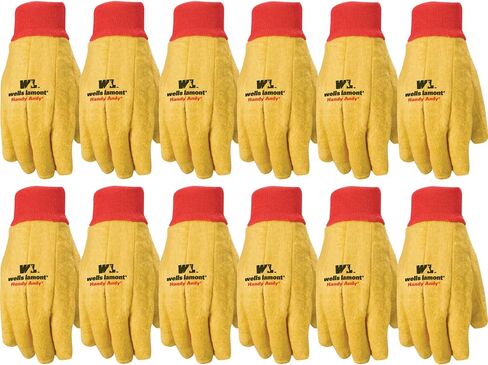 Wells Lamont Polyester and Cotton Chore Gloves, Standard Weight, One Size, 3 Pack (300F) Gold in Kuwait
