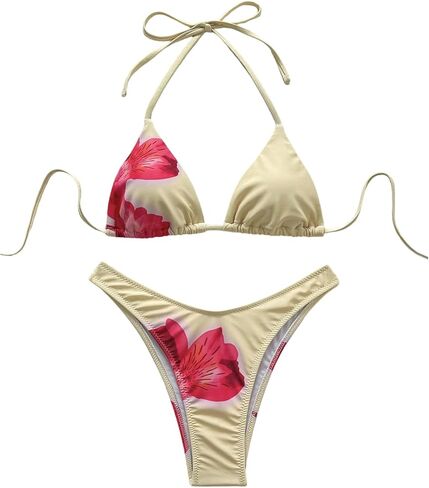 Soly Hux Floral Print Bikini مجموعات للنساء مثلث مثلث نوبة السباحة بدلة السباحة قطعتين in Saudi Arabia