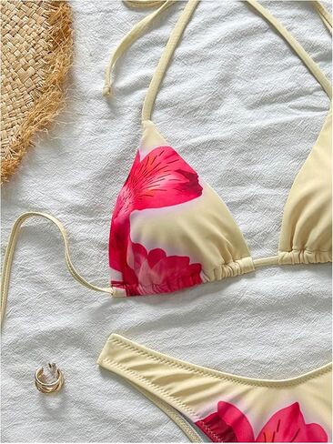 Soly Hux Floral Print Bikini مجموعات للنساء مثلث مثلث نوبة السباحة بدلة السباحة قطعتين in Saudi Arabia