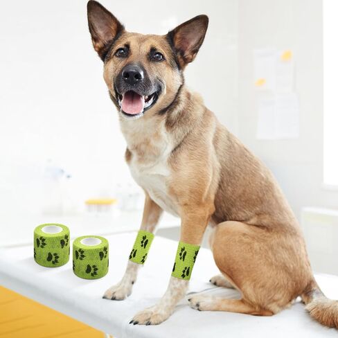 6 Roll 2 Inch x 5 Yards Paw Print Pet Vet Wrap for Dogs Cats, Cohesive Bandages in Bulk, Colorful Non-Woven Self Adhesive Bandages Wrap Roll for Pet Animals Wound Care, Ankle Sprains and Swelling in Saudi Arabia