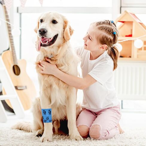 6 Roll 2 Inch x 5 Yards Paw Print Pet Vet Wrap for Dogs Cats, Cohesive Bandages in Bulk, Colorful Non-Woven Self Adhesive Bandages Wrap Roll for Pet Animals Wound Care, Ankle Sprains and Swelling in Saudi Arabia